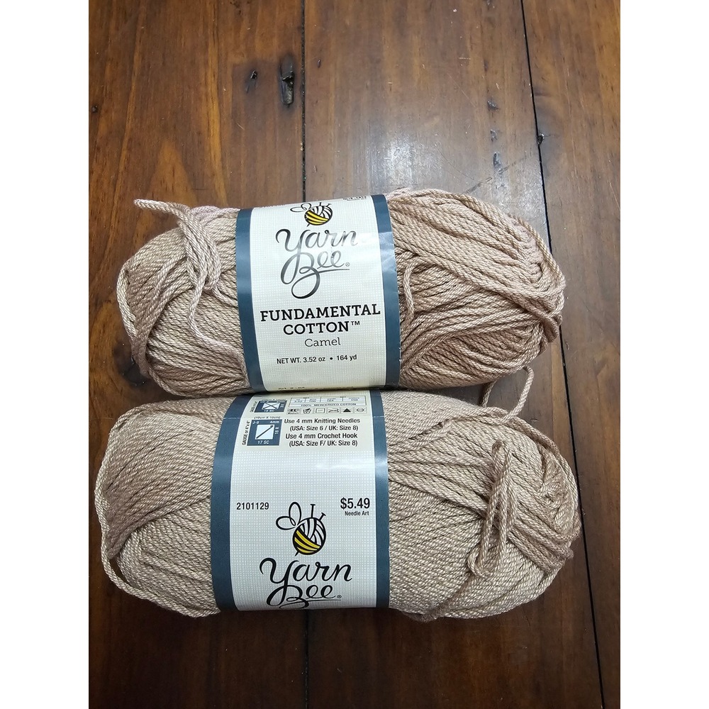 Yarn Bee Fundamental Cotton Camel 24 Mercerized Yarn 3.52oz 164yd 2 Skeins Lot‎